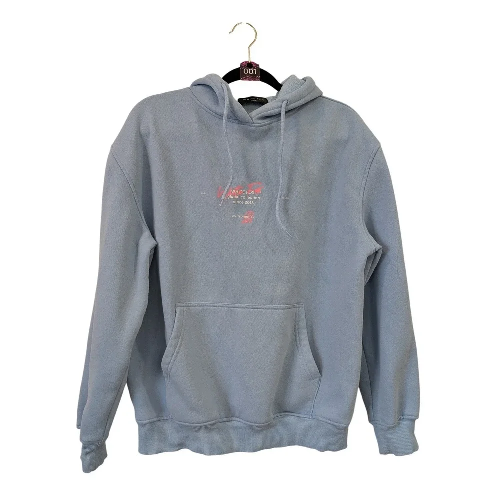 White Fox Boutique 2013 Light Blue Global Collection Graphic‎ Hoodie Limited S/M - Picture 2 of 10